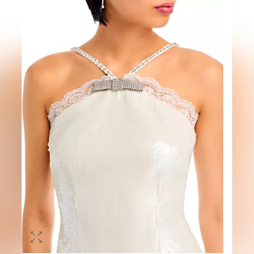 Self-Portrait Sequin Halter Mini Dress Size 8 Nwt - Picture 2 of 12